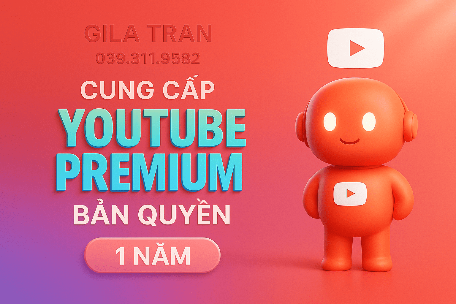 NÂNG CẤP YOUTUBE PREMIUM - 1 NĂM